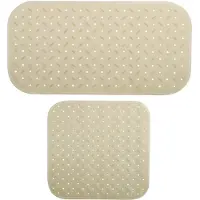 MSV Douche/bad anti-slip matten set badkamer - rubber - 2x stuks - beige - 2 formaten - Badmatjes