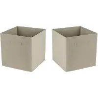 Urban Living Opbergmand/kastmand Square Box - 2x - karton/kunststof - 29 liter - licht beige - 31 x 31 x 31 cm - Opbergm