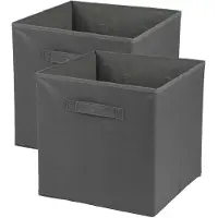 Urban Living Opbergmand/kastmand Square Box - 2x - karton/kunststof - 29 liter - titanium grijs - 31 x 31 x 31 cm - Opbe