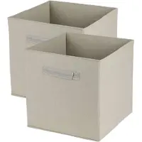 Urban Living Opbergmand/kastmand Square Box - 2x - karton/kunststof - 29 liter - naturel - 31 x 31 x 31 cm - Opbergmande