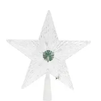 Gerimport Kerstster piek - met gekleurde knipperende LED verlichting - 22,5 cm - kunststof - kerstboompieken