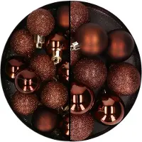 Cosy & Trendy Cosy and Trendy kerstballen - 32x - donkerbruin - 3 en 6 cm - Kerstbal