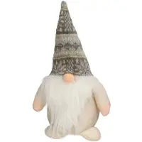 Gerimport Pluche gnome/dwerg/kabouter decoratie pop/knuffel kleding creme en muts 26 x 11 cm - Knuffelpop