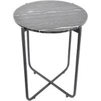 Loft42 Marble Bijzettafel Rond Zwart - Metaal - Marmer - 55x45x45