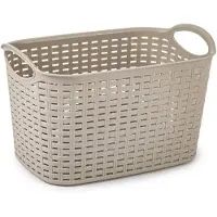 Forte Plastics Plasticforte opbergmand/kastmandje - 6,4 liter - beige - kunststof - 19 x 29 x 18 cm - Opbergmanden