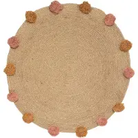 Casa Di Elturo Tapijt jute pompom - Ø80 cm