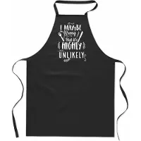 Mijncadeautje Tekstschort - Keukenschort - kookschort - I may be wrong, but it's unlikely - 100% katoen - verjaardag en feest - cadeau - kado - unisex - zwart