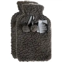 Did Warmwaterkruik - 2x - met zachte pluche hoes - donkergrijs - 2L - kruik