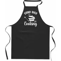 Mijncadeautje Tekstschort - Keukenschort - kookschort - Stand back, mom is cooking - 100% katoen - verjaardag en feest - cadeau - kado - unisex - zwart
