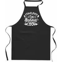 Mijncadeautje Tekstschort - Keukenschort - kookschort - Stand back i'm gonna cook - 100% katoen - verjaardag en feest - cadeau - kado - unisex - zwart
