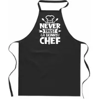 Mijncadeautje Tekstschort - Keukenschort - kookschort - Never trust a skinny chef - 100% katoen - verjaardag en feest - cadeau - kado - unisex - zwart