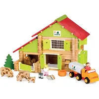 Jeujura - 8054 - jeu de construction - chalet à comte avec camion et animaux - 180 pièces