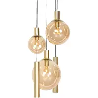 Steinhauer Vide hanglamp Bollique goud met amberglas