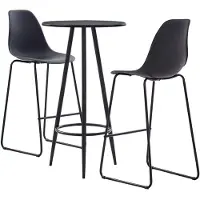 vidaXL 3-delige Barset kunststof zwart
