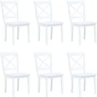 vidaXL Eetkamerstoelen 6 st massief rubberwood wit