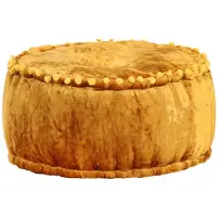 vidaXL Poef rond 40x20 cm fluweel mosterdkleurig