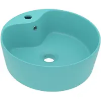 vidaXL Lavabo de luxe avec trop-plein Vert clair mat 36x13cm Céramique