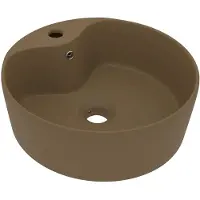 vidaXL Wastafel met overloop 36x13 cm keramiek matcrème
