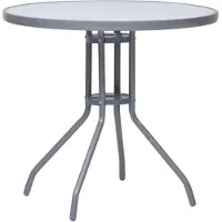 vidaXL Tuintafel, lichtgrijs, 80 cm, staal en glas