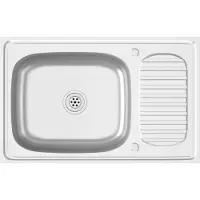 vidaXL Gootsteen met afvoerset 800x500x155 mm roestvrij staal zilver