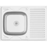 vidaXL Gootsteen met afvoerset 800x600x155 mm roestvrij staal zilver