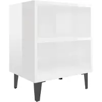 vidaXL Nachtkastje met metalen poten 40x30x50 cm hoogglans wit