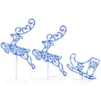 vidaXL Kerstdecoratie rendieren en slee 260x21x87cm acryl blauw