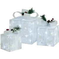 vidaXL Kerstdecoratie geschenkdozen 3 st binnen/buiten wit