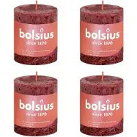 Bolsius Stompkaarsen Shine 4 st rustiek 80x68 mm fluweelrood