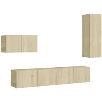 vidaXL 4-delige Tv-meubelset bewerkt hout sonoma eikenkleurig