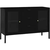 vidaXL Dressoir 105x35x70 cm staal en gehard glas zwart