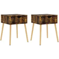 vidaXL Nachtkastjes 2 st 40x40x56 cm bewerkt hout gerookt eikenkleurig
