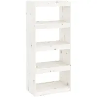 vidaXL Boekenkast/kamerscherm 60x30x135,5 cm massief grenenhout wit