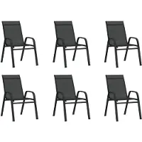 vidaXL Stapelbare tuinstoelen, 6 stuks, zwart, textilene