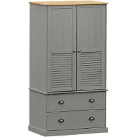 vidaXL Kledingkast VIGO 90x55x170 cm massief grenenhout grijs