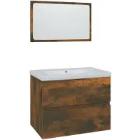 DKD Home Decor Badkamermeubelset bewerkt hout gerookt eikenkleurig