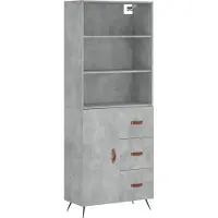 vidaXL Hoge kast 69,5x34x180 cm bewerkt hout betongrijs