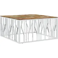 vidaXL Salontafel, zilverkleurig roestvrij staal en gerecycled hout, massief