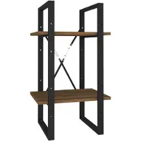 vidaXL - Boekenkast - 2-laags - 40x30x70 - cm - bewerkt - hout - bruin - eikenkleur