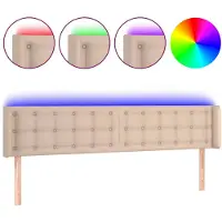 vidaXL Hoofdbord LED 183x16x78/88 cm kunstleer cappuccinokleurig