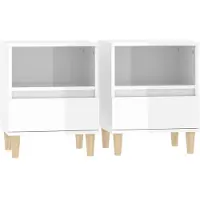 vidaXL Nachtkastjes 2 st 40x35x50 cm hoogglans wit