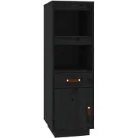 vidaXL Hoge kast 34x40x108,5 cm massief grenenhout zwart