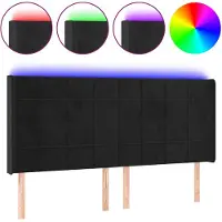 vidaXL Hoofdbord LED 203x16x118/128 cm fluweel zwart