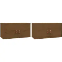 vidaXL Wandkasten 2 st 60x30x30 cm massief grenenhout honingbruin