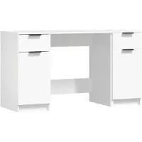 vidaXL Bureau met bijzetkast bewerkt hout wit