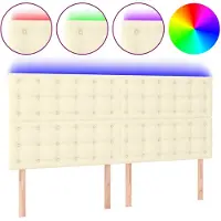 vidaXL Hoofdbord LED 160x5x118/128 cm kunstleer crèmekleurig