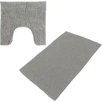 Urban Living badkamer droogloop matjes/tapijt - set 2x stuks - polyester - steengrijs - Badmatjes