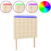 vidaXL Hoofdbord LED 80x5x118/128 cm stof crèmekleurig