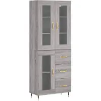vidaXL Hoge kast 69,5x34x180 cm bewerkt hout grijs sonoma eikenkleurig