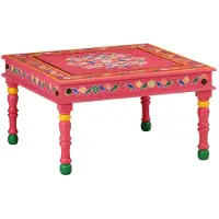 vidaXL Salontafel handbeschilderd massief mangohout roze